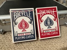 2 Vintage NOS Tax Stamp Sealed Decks Bicycle Rider Back Playing Cards **NICE** picture