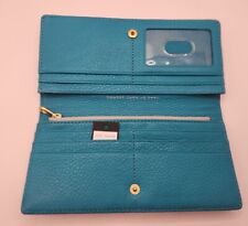 Marc By Marc Jacobs Teal Blue Grey Colorblock Leather Bifold Wallet Snap NEW picture