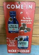 Vicks Antique Porcelain Door Push Sign 1950's Pharmacy/advertising RARE HTF picture