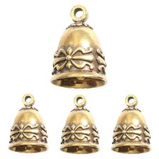 4 Pack Small Vintage Brass Hanging Bells for Home Decor Crafts Ornaments picture