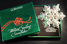 1985 GORHAM STERLING SILVER SNOWFLAKE ORNAMENT GOLD ACCENT 16th ED BOX 23g picture