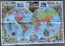 Vintage 1957 McCormick Shilling Fold Out Map Of The World Baltimore Clipper picture
