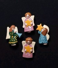 Vintage Christmas Angels Button Covers Sewing Home Craft Supplies 4-Piece Lot picture