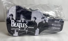 The Beatles Metal Guitar-Shaped Lunchbox Tin w/3 Pairs Crew Socks Set New picture