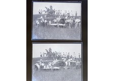 1934 Rockingham Park Plane Turns Turtle Crash Glass Plate Negatives (2) OOAK picture