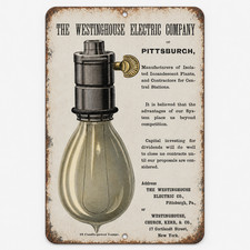 Westinghouse Electric Sign Vintage Light Bulb Retro Ad Reproduction (3 Sizes) picture