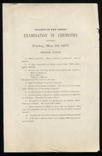 1877 Broadside, College Of New Jersey (Princeton), Chemistry Exam, Prof. Schanck picture