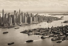 New York Harbor Bird's-Eye View - Early 1900s - Antique Print picture