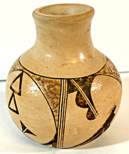 Vintage Hopi Pueblo Black on White Pottery Jar, Signed Patricia Honie c. 1960s picture