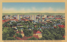 BIRD'S EYE VIEW OF CITY POSTCARD CHATTANOOGA TN TENNESSEE 1937 picture