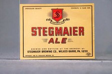 Stegmaier Beer Vintage Stegmaier Ale Unused Minty Bottle Label Circa 1955 picture