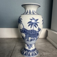Vintage Mid 20th century  Dechang Tacoci Blue & White Elephant Vase picture