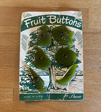 Vintage Bakelite Catalin Carved Green Fruit Button Set on Original Card picture