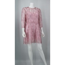 Dolce & Gabbana Pink Metallic Floral Lace Dress IT 48 US 12 XL Cocktail picture