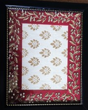 Aaina-Gold Silk Thread & Rhinestones Embroidery Art Work Framed Stunning & Rare picture