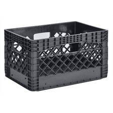 Juggernaut Storage 24QT Plastic Heavy-Duty Milk Crate, Black  picture