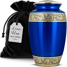 Blue Urns for Human Ashes Adult Female & Male 10 inches Ship by fedex picture