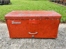 Vintage Snap On Red Large Tool Chest Box 6 Drawers 26” Wide  12” Deep 14.5” Tall picture