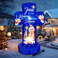 6FT Christmas Inflatable Nativity Scene Decoration with Built in LED Lights, picture