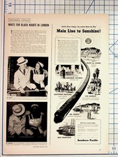 1930s Southern Pacific Train Ad Blackout Fashion Tender Leaf Tea Magazine Page picture