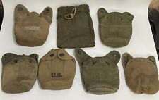 US Army Canteen Cover Lot Various Periods Olive Green Snap Lined WWII 1941 Water picture