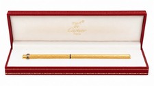 Vintage “Must de Cartier” Gold Plated Ballpoint Pen w/ Original Box Paris France picture