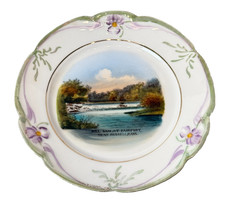Russell KS KANSAS Fairbanks Dam Antique Souvenir RARE China Dish Plate picture