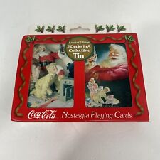 New Coca-Cola Christmas Santa Nostalgia Playing Cards Tin Limited Edition 2 Deck picture
