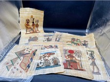EGYPTIAN ART SET OF 10 VINTAGE Rice Paper Drawings picture