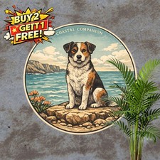 Vintage Round Wall , 8x8 Inch Plaque with American Staffordshi Tin Metal Signs 2 picture