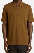 Bottega Veneta Mens Brown Pique Polo Shirt Size M picture