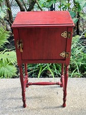 VTG 20s SCHULZE&VAN STEE RED PAINTED WOOD HUMIDOR CABINET STAND TABLE TOBACCIANA picture