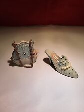 Manolo Blahnik Light Blue High Heel Shoe and Handbag Decorative Resin Figurines picture