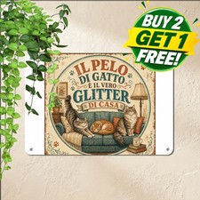 Funny Italian Cat Humor Slogan Sign 8x12 Novelty Pet Lover Metal Tin Wall Decor picture