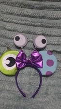 Disney Pixar Monsters Inc Mike & Sulley Minnie Ears Headband Purple Bow picture