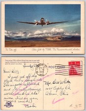TWA Transcontinental Airliner Takeoff Postcard picture