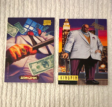Fleer Marvel Masterpieces Spider-Man Kingpin 2-Card Lot #62 (1994) - #76 (1995) picture
