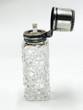 Antique Victorian Charles May Cut Glass Perfume Scent Bottle with .925 Sterling  picture