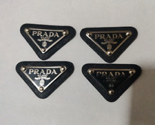4 x Prada Logo Triangle Black and Silver Badge Pendant clothing emblem + FREEBIE picture