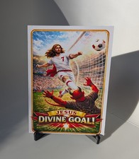Jesus Christ Divine Goal Soccer Custom Trading Card picture