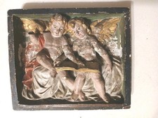 Rare Gold Antique Russian Carved Icon Fragment Wood 18th C Cyrillic Provenance picture