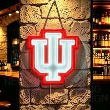 US STOCK Indiana Sport Hoosiers LED Neon Sign With Dimmer Bar Club Decor 16