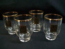 Set of 4 Vintage Thornes 22K Gold Logo/Rim Cocktail Glasses Federal Glass Co. picture