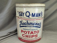 Vintage Kuehmann's ORIGINAL Potato Chip Advertising Tin Bucket Display 12x15 picture