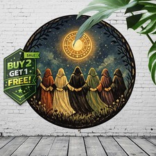 Moonlit Night Round Aluminum Sign Vintage Silhouette Worship Wall Art picture