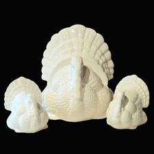 Vintage Turkey Napkin Holder Salt & Pepper shaker set 3 pcs Thanksgiving table picture