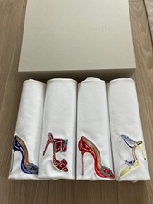 Unused RARE MANOLO BLAHNIK VIP GIFT Novelty Table Linen set of 4 Embroidery picture