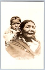 RPPC Sioux Woman & Child Pawnee Bill's Wild West Native American Real Photo picture