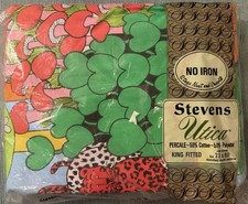 Vintage 1970’s JP Steven’s Utica Botanical Zoo Jungle King Fitted Sheet Mint/NOS picture