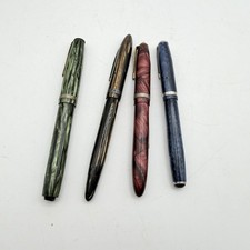 Lot 4 Vintage Celluloid Fountain Pens Sheaffer Lifetime Marbled Striped Parts picture